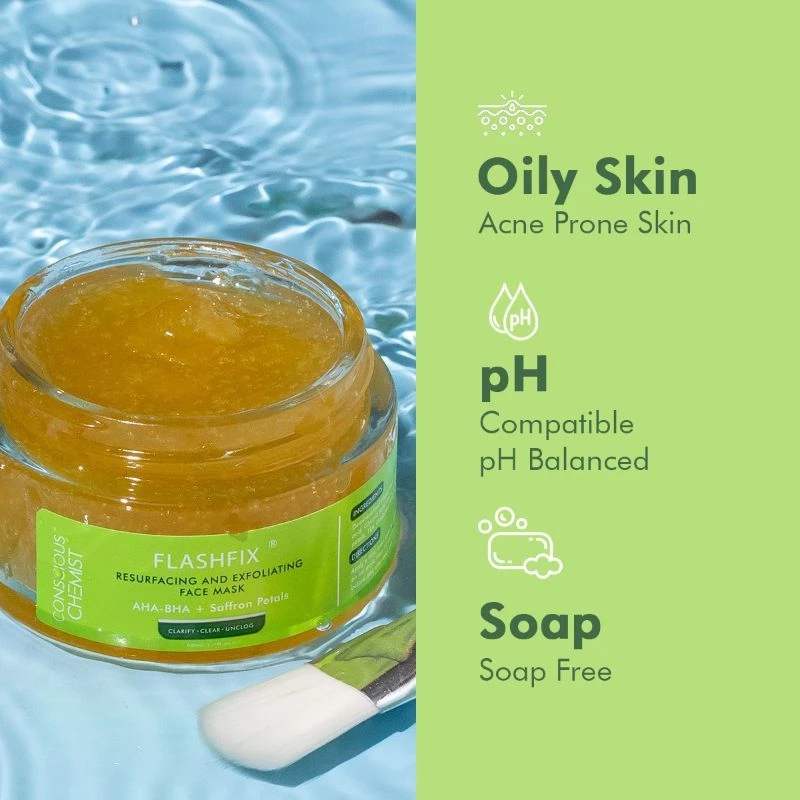 Conscious Chemist Flashfix Resurfacing & Exfoliating Face Mask For Oily Acne-prone Skin, 50 ml-7.webp